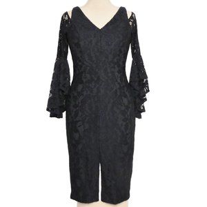 MAGGY LONDON Breezy Cold Shoulder Sheath  Lace Dress  Dark Navy Size 4